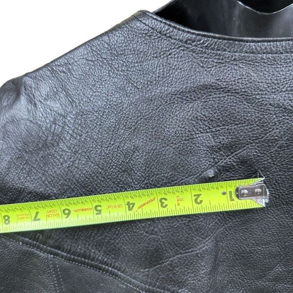 Vintage Leather Club Black Leather Snap Front Vest XXL - Picture 10 of 13